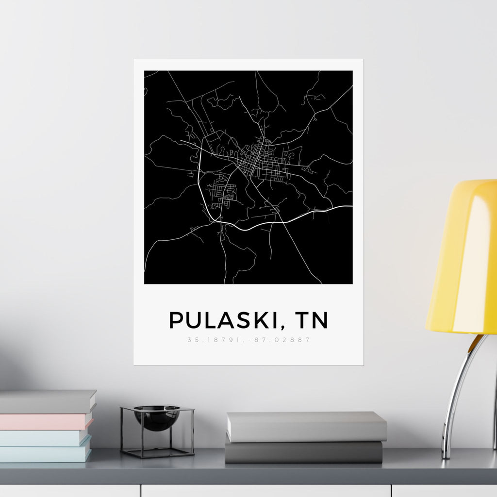 Pulaski, TN Minimal Map Poster