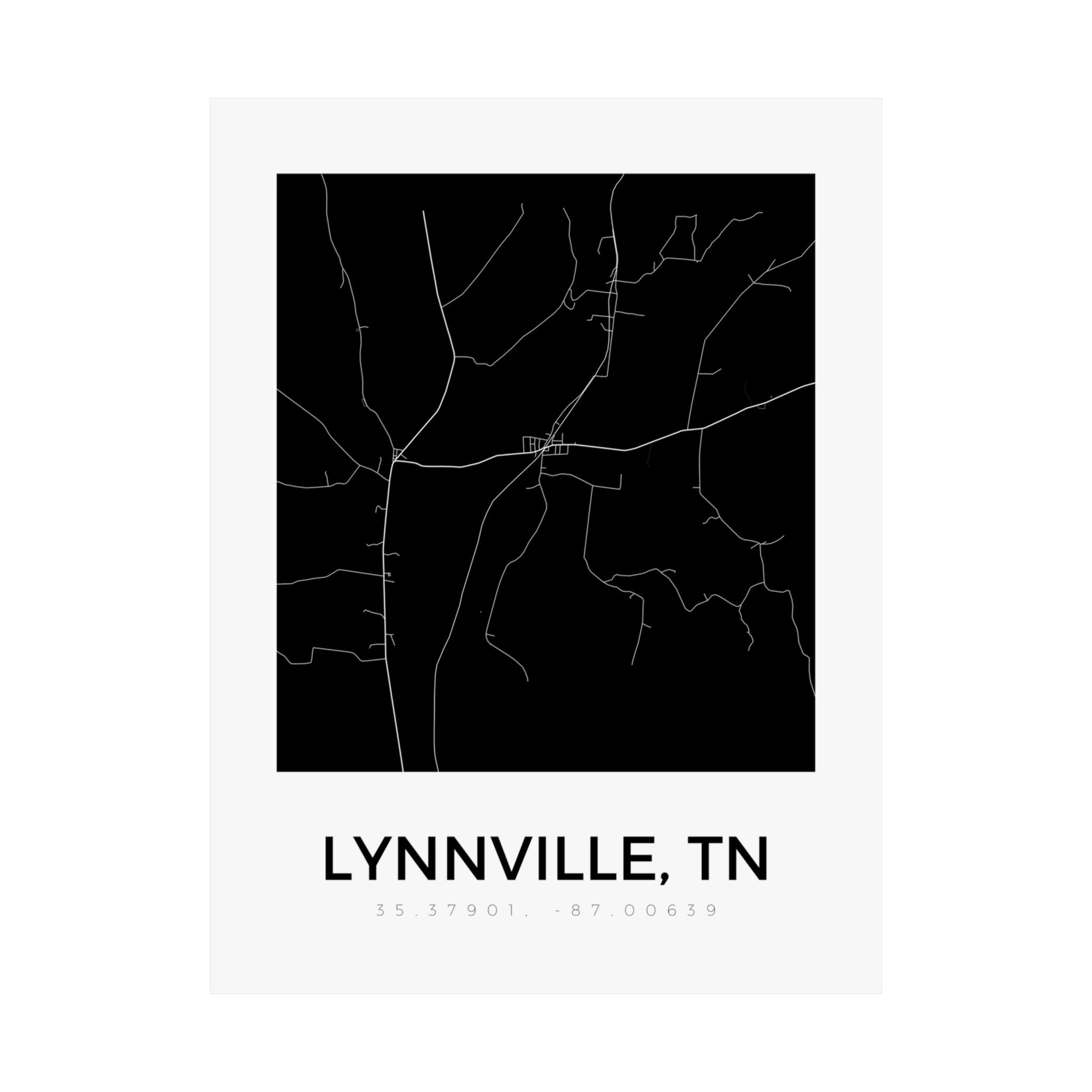Lynnville, TN Minimal Map Poster